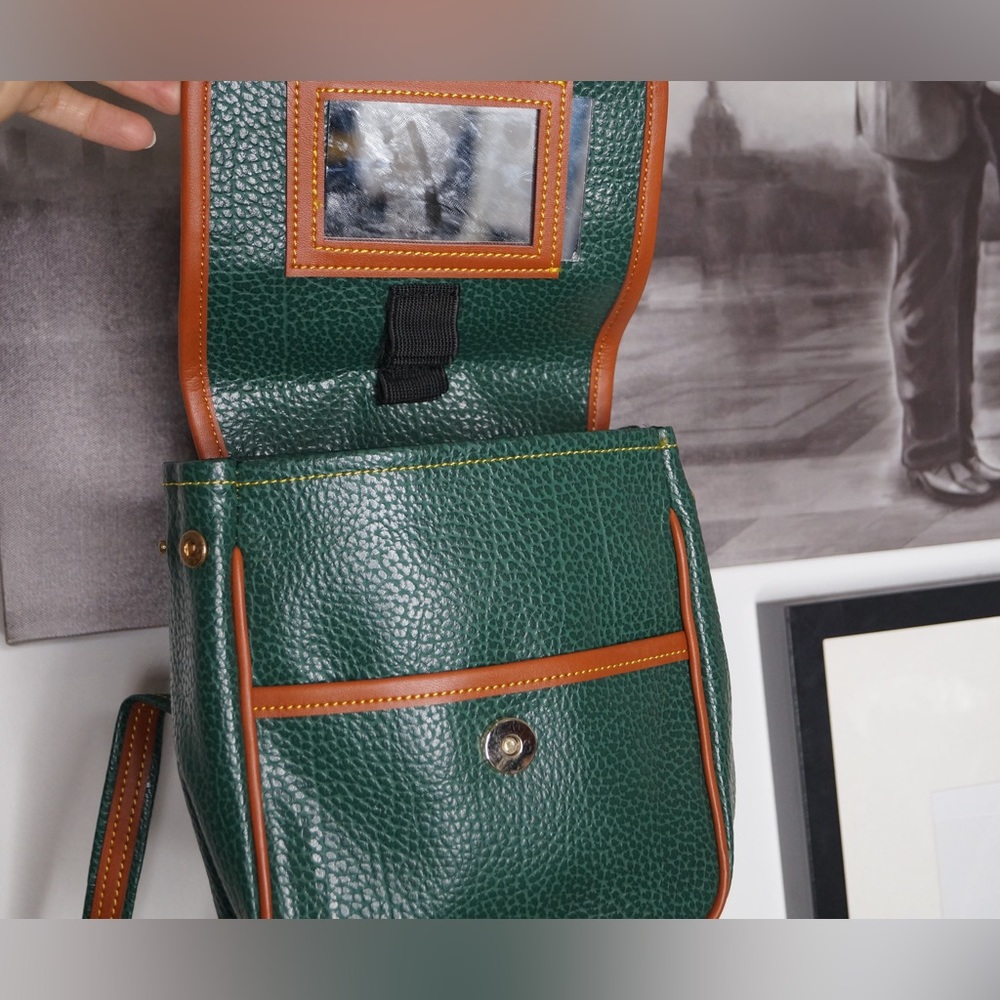 Green Vintage Backpack Pebbled Leather Feel - Picture 6 of 8